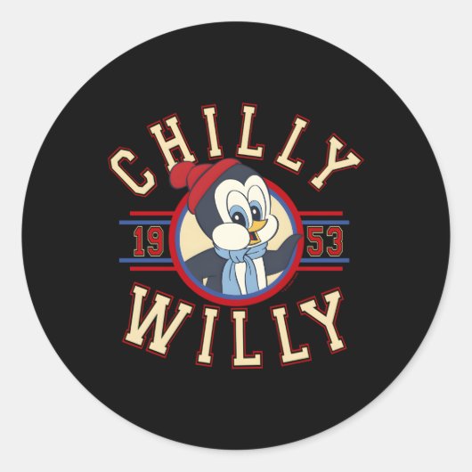 Chilly Willy 1953 Throwback Collegiate Runder Aufkleber (Vorderseite)