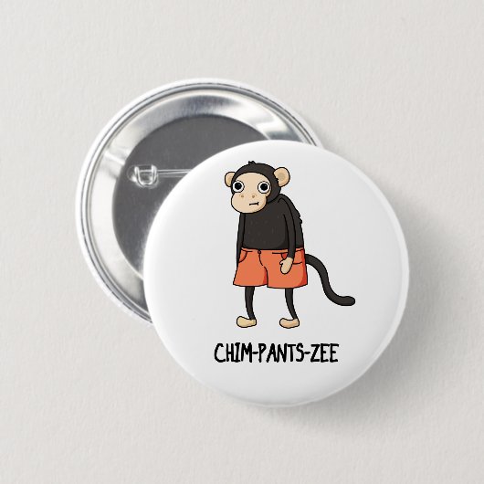 Chim-Pants-Zee Funny Chimpanzee Affenpuppe Button (Vorne & Hinten)