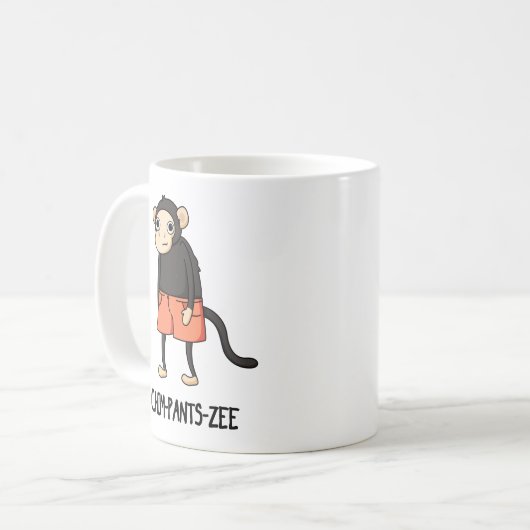 Chim-Pants-Zee Funny Chimpanzee Affenpuppe Kaffeetasse (Vorderseite Links)