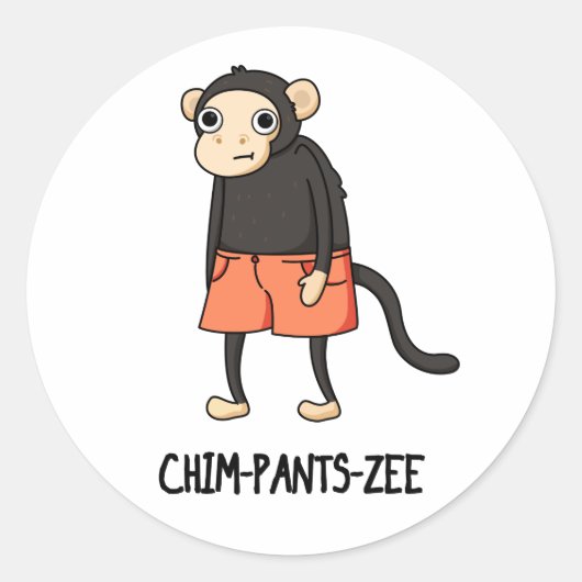 Chim-Pants-Zee Funny Chimpanzee Affenpuppe Runder Aufkleber (Vorderseite)