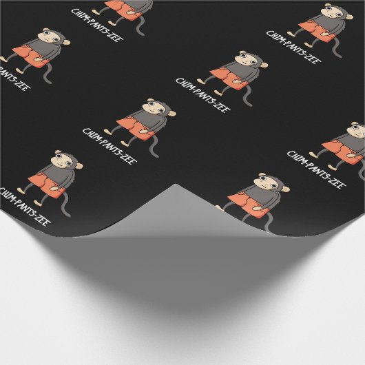 Chim-Pants-Zee Funny Chimpanzee Monkey Pun Dark BG Geschenkpapier (Ecke)