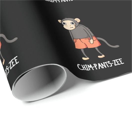 Chim-Pants-Zee Funny Chimpanzee Monkey Pun Dark BG Geschenkpapier (Rolleneckpunkt)