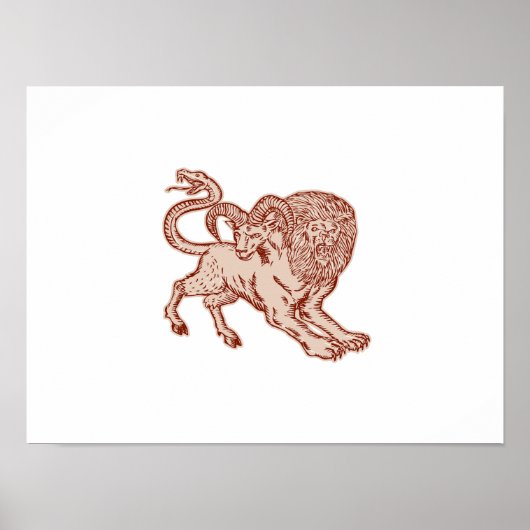 Chimäre springt Radierung Poster (Vorne)