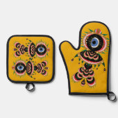 Chimera - Fischvögel Ofenhandschuh & Topflappen-Set (Vorderseite)