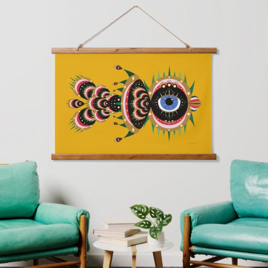 Chimera - Gobelbäume aus Fisch Wandteppich Mit Holzrahmen (Wohnzimmer)