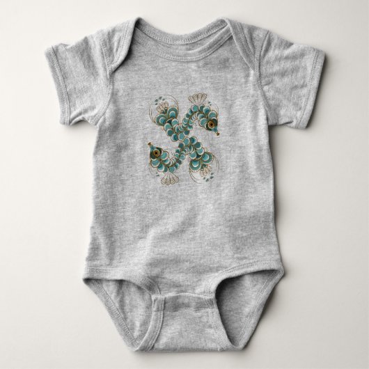 Chimera - Peacock Seepferd Baby One-Piece Bodysuit Baby Strampler (Vorderseite)