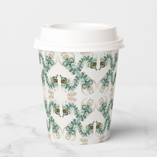 Chimera - Pfau Seepferd 8oz. Pappbecher (Rückseite)