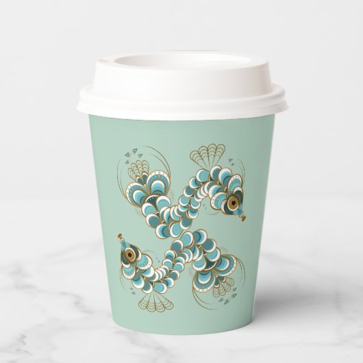 Chimera - Pfau Seepferd 8oz. Pappbecher (Rückseite)