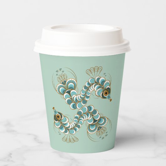 Chimera - Pfau Seepferd 8oz. Pappbecher (Vorderseite)
