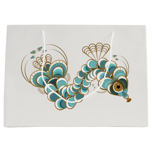 Chimera - Pfau Seepferd Große Geschenktasche Geschenktüte (Vorderseite)