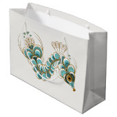 Chimera - Pfau Seepferd Große Geschenktasche Geschenktüte (Rückseite Schrägansicht)