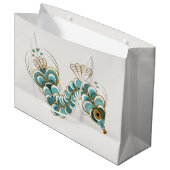 Chimera - Pfau Seepferd Große Geschenktasche Geschenktüte (Vorderseite Schrägansicht)