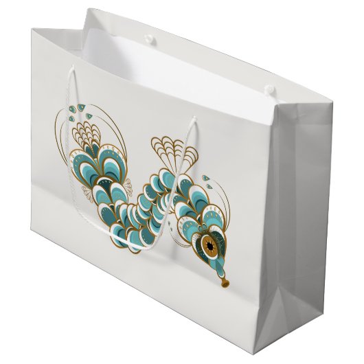 Chimera - Pfau Seepferd Große Geschenktasche Große Geschenktüte (Vorderseite Schrägansicht)