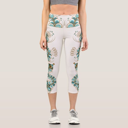 Chimera - Pfauen Seepferd Hochwaisted Capris (Vorderseite)
