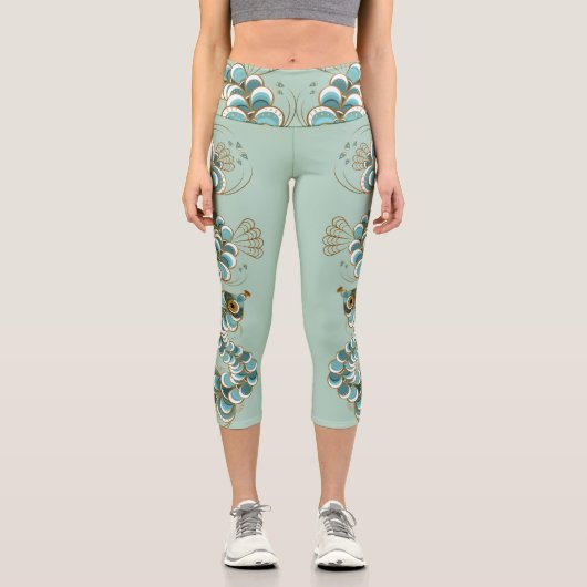 Chimera - Pfauen Seepferd Hochwaisted Capris (Vorderseite)