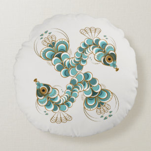 Chimera - Pfauengeflecht rund Seepferd Kissen