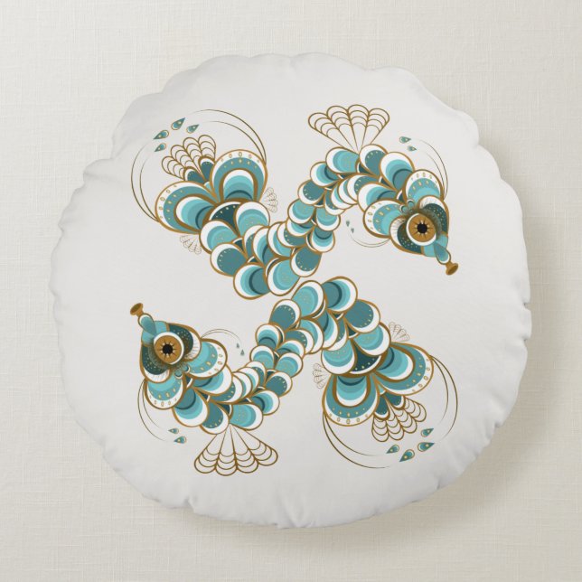 Chimera - Pfauengeflecht rund Seepferd Kissen (Vorderseite)