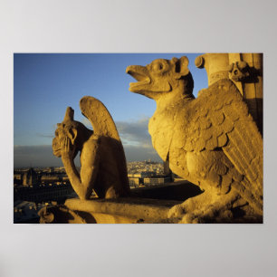 Chimera, re Dame Cathedral, Paris, Frankreich Poster