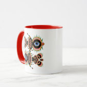 Chimera - Rote Tasse von Fischvögeln (Vorderseite Links)