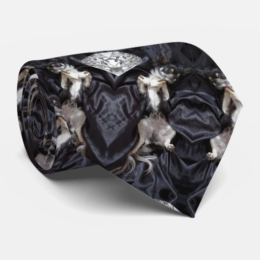 Chimigos - Chihuahuas und Diamonds Krawatte (Gerollt)