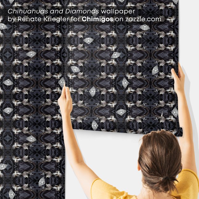 Chimigos - Chihuahuas und Diamonds Tapete (Chihuahuas and Diamonds Art Deco style wallpaper by Renate Kriegler for Chimigos.)