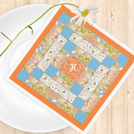 Chimney Quilt Block Paper Napkin Serviette