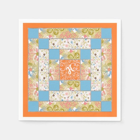 Chimney Quilt Block Paper Napkin Serviette (Vorderseite)