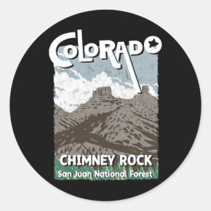 Chimney Rock Colorado San Juan Rocky Mountains Ski Runder Aufkleber