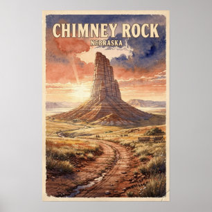 Chimney Rock Nebraska Vintage Reise Poster