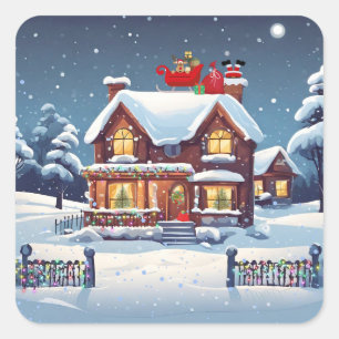 Chimney Santa Stickers
