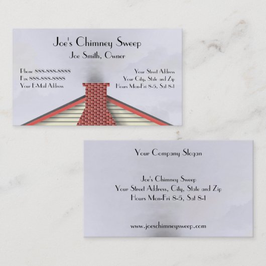 Chimney Sweep Business Card Visitenkarte (Vorne/Hinten)