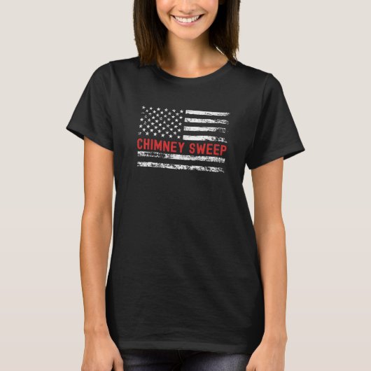 Chimney Sweep USA Flag Profession Retro Job Title T-Shirt (Vorderseite)