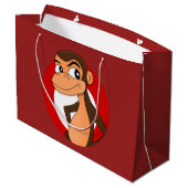 Chimp Cartoon große Geschenktasche Große Geschenktüte (Rückseite Schrägansicht)