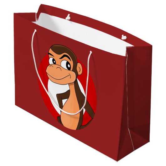 Chimp Cartoon große Geschenktasche Große Geschenktüte (Rückseite Schrägansicht)