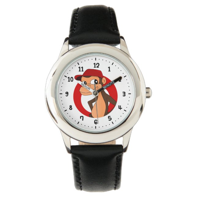 Chimp-Cartoon-Uhr Armbanduhr (Vorderseite)