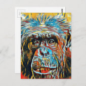 Chimp Chimpanzee Pop Art Digital Fotograph Postkarte (Vorne/Hinten)