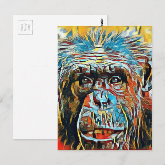 Chimp Chimpanzee Pop Art Digital Fotograph Postkarte (Vorne/Hinten)