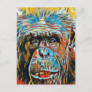 Chimp Chimpanzee Pop Art Digital Fotograph Postkarte