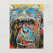 Chimp Chimpanzee Pop Art Digital Fotograph Postkarte (Vorderseite)
