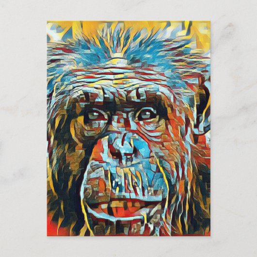 Chimp Chimpanzee Pop Art Digital Fotograph Postkarte (Vorderseite)