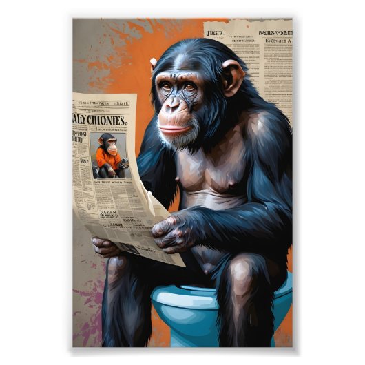 Chimp King in Pop Kunst - Kühner Realismus und Dyn Fotodruck (Vorne)