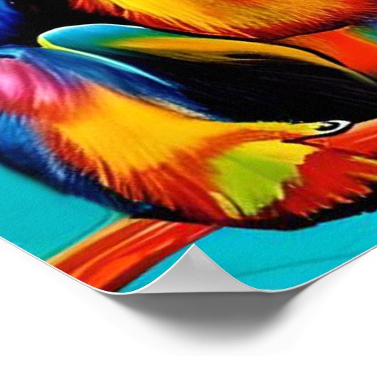 Chimp-Malerei | Farbiger Regenbogen Schimpanse Poster (Ecke)