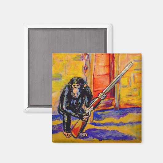 Chimp mit einem Gun Magnet (Vorderseite/Rückseite)