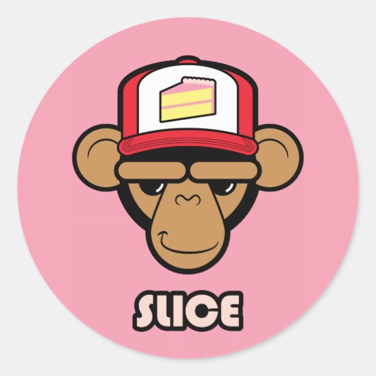 Chimp mit einem Kuchenhut Runder Aufkleber (Vorderseite)