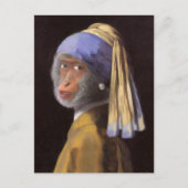 Chimp mit Perlenohrring Postkarte (Vorderseite)