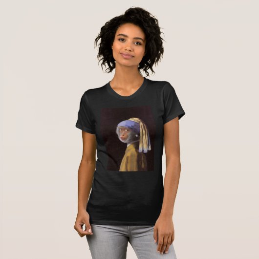 Chimp mit Perlenohrring T-Shirt (Vorne ganz)