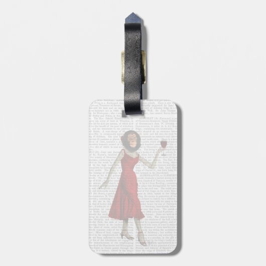 Chimp mit Wein Gepäckanhänger (Rückseite vertikal)