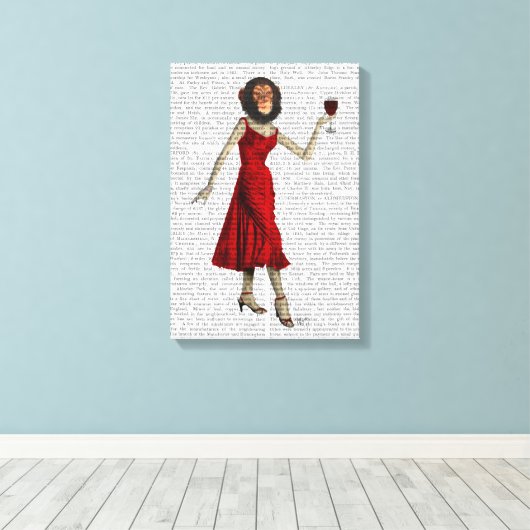 Chimp mit Wein Leinwanddruck (Insitu (Holzboden))