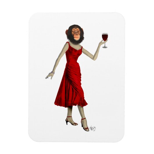Chimp mit Wein Magnet (Vertikal)