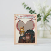 CHIMP & OWL VALENTINE'S Postcard Feiertagspostkarte (Stehend Vorderseite)